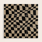Warped Checkered Pattern (black/tan) Wood Wall Art Gallery Image 1