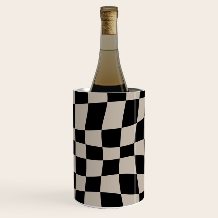Warped Checkered Pattern (black/tan) Wine Chiller Gallery Image 2