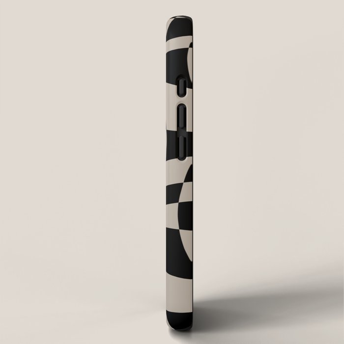 Warped Checkered Pattern (black/tan) iPhone Case Gallery Image 2