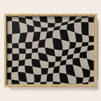 Warped Checkered Pattern (black/tan) Serving Tray Gallery Image 1