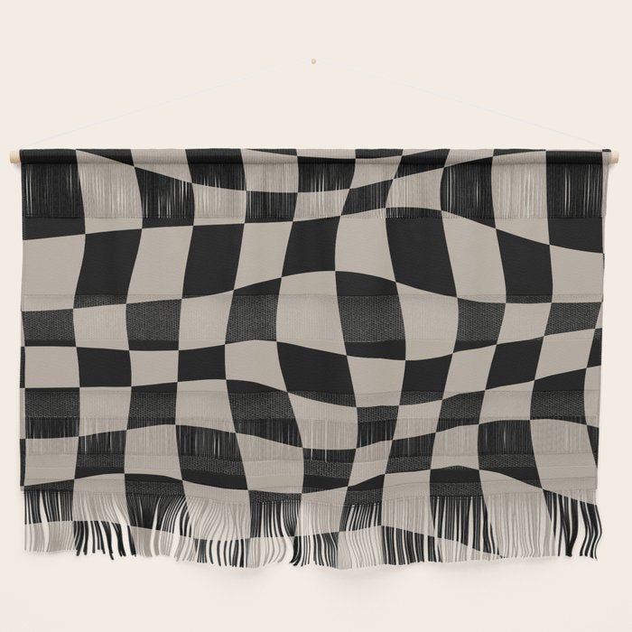 Warped Checkered Pattern (black/tan) Wall Hanging Gallery Image 1