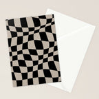 Warped Checkered Pattern (black/tan) Stationery Card Gallery Image 2