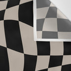 Warped Checkered Pattern (black/tan) Wall Tapestry Gallery Image 3
