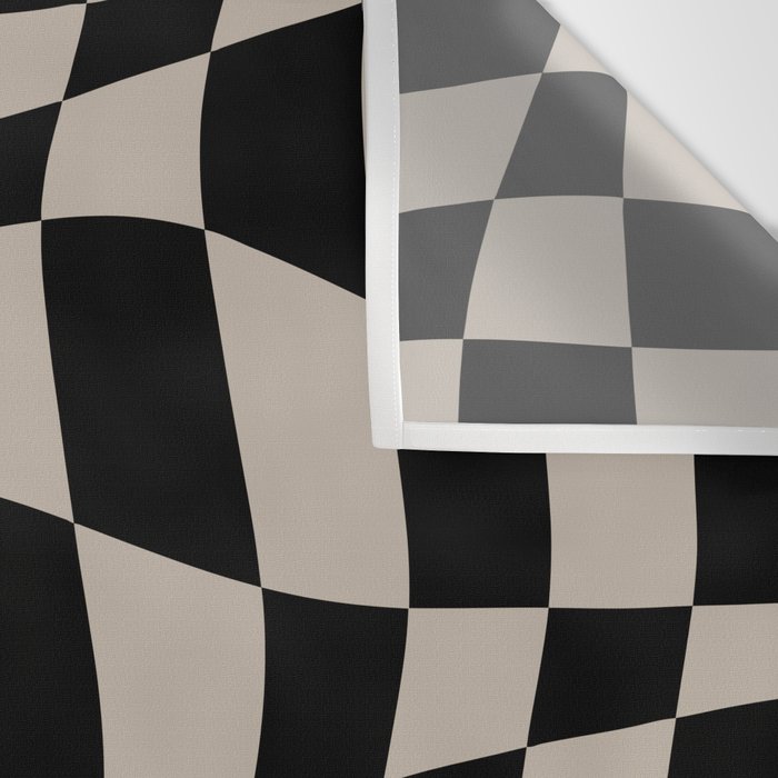 Warped Checkered Pattern (black/tan) Wall Tapestry Gallery Image 3