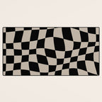 Warped Checkered Pattern (black/tan) Desk Mat Gallery Image 3