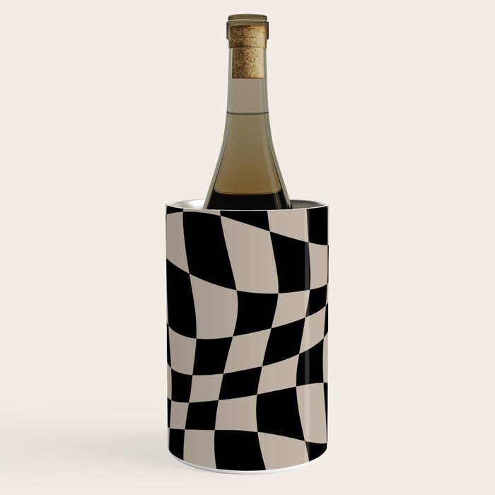 Warped Checkered Pattern (black/tan) Wine Chiller Gallery Image 3
