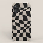 Warped Checkered Pattern (black/tan) iPhone Case Gallery Image 1