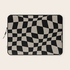 Warped Checkered Pattern (black/tan) Laptop Sleeve Gallery Image 1