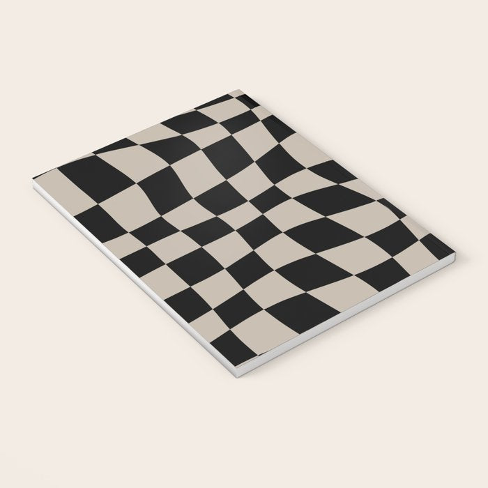 Warped Checkered Pattern (black/tan) Notebook Gallery Image 3