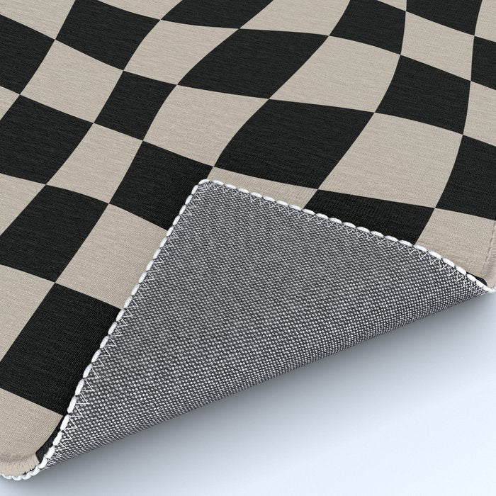 Warped Checkered Pattern (black/tan) Rug Gallery Image 4