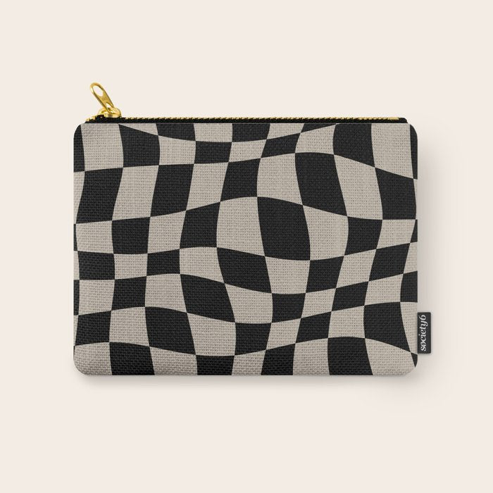 Warped Checkered Pattern (black/tan) Carry All Pouch Gallery Image 1