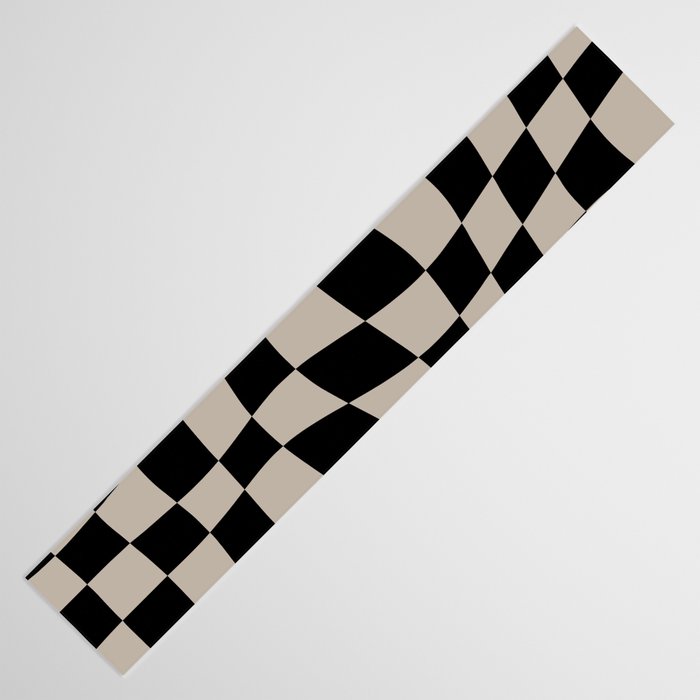 Warped Checkered Pattern (black/tan) Table Runner Gallery Image 3