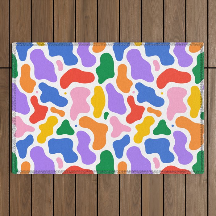 Colorful abstract organic shape art pattern Outdoor Rug Gallery Image 1