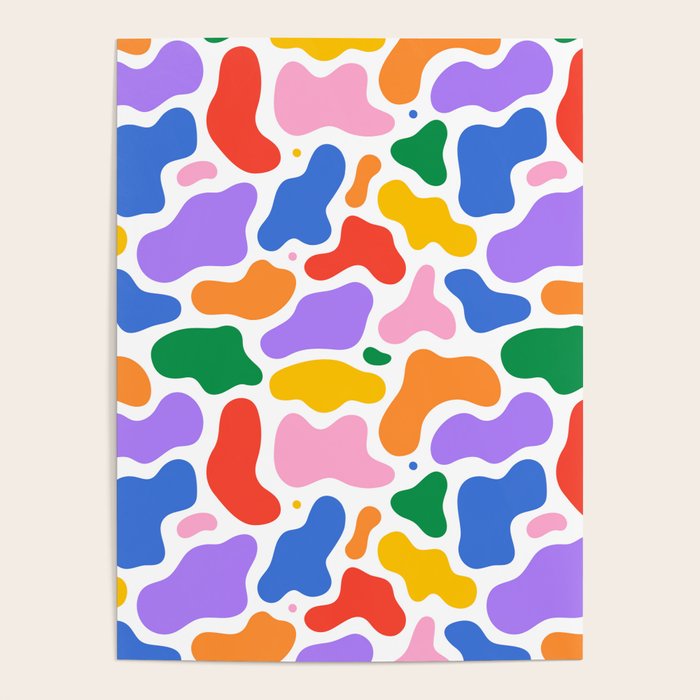 Colorful abstract organic shape art pattern Poster Gallery Image 1