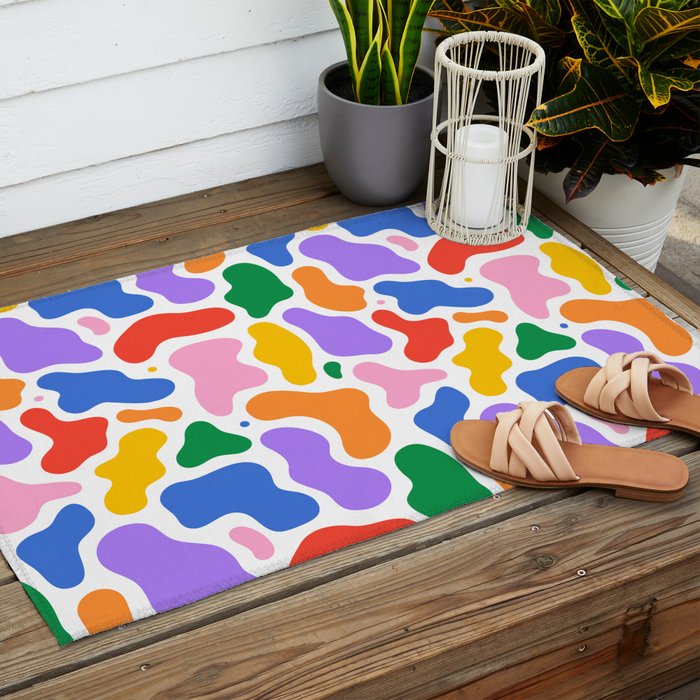 Colorful abstract organic shape art pattern Outdoor Rug Gallery Image 2