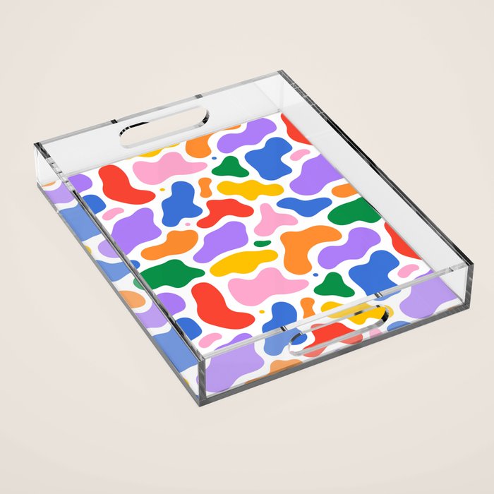 Colorful abstract organic shape art pattern Acrylic Tray Gallery Image 1