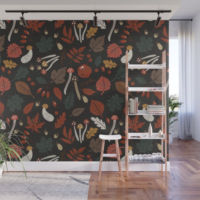 Dark autumnal mushrooms II Wall Mural Gallery Image 1