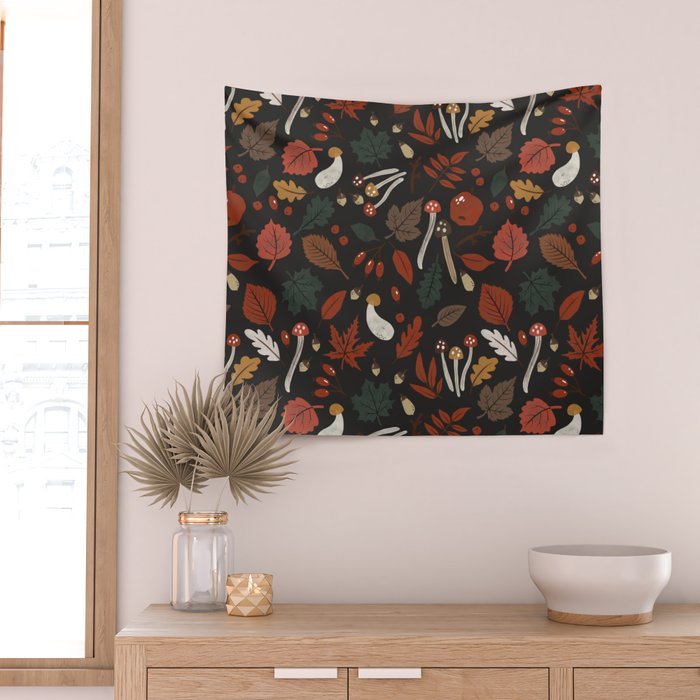 Dark autumnal mushrooms II Wall Tapestry Gallery Image 2