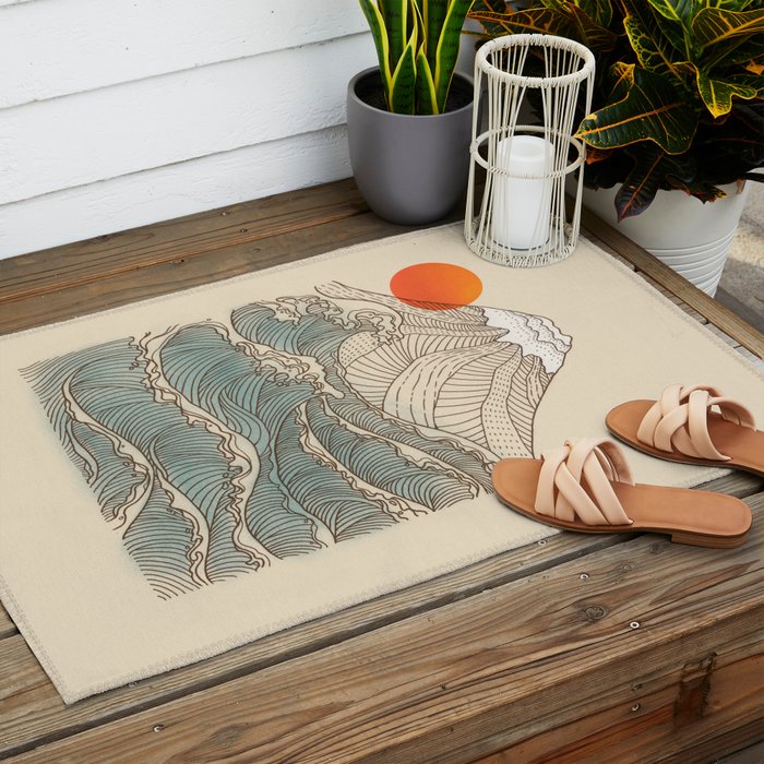 Mount Fuji the great wave  Outdoor Rug Gallery Image 2