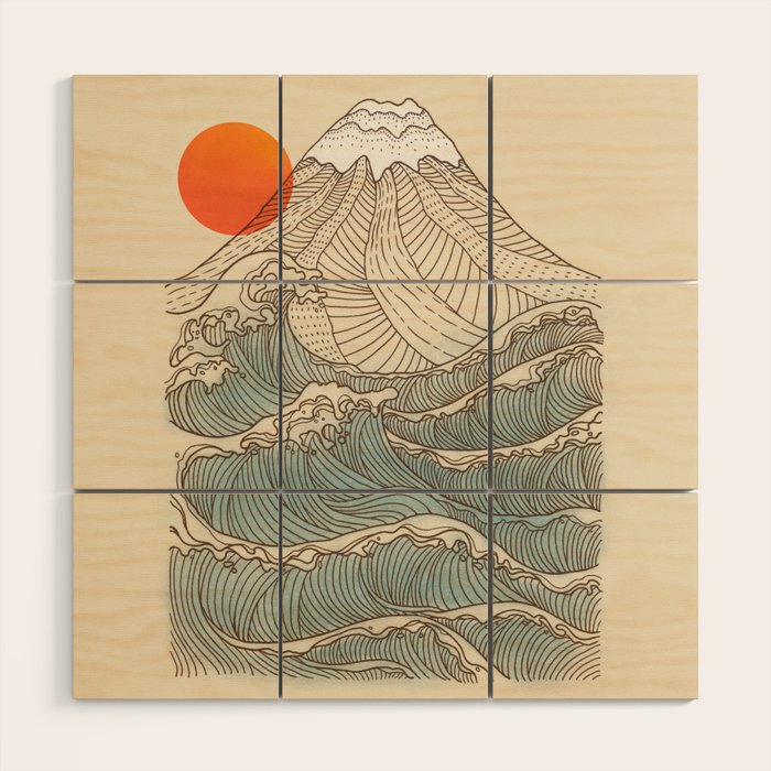 Mount Fuji the great wave  Wood Wall Art Gallery Image 1