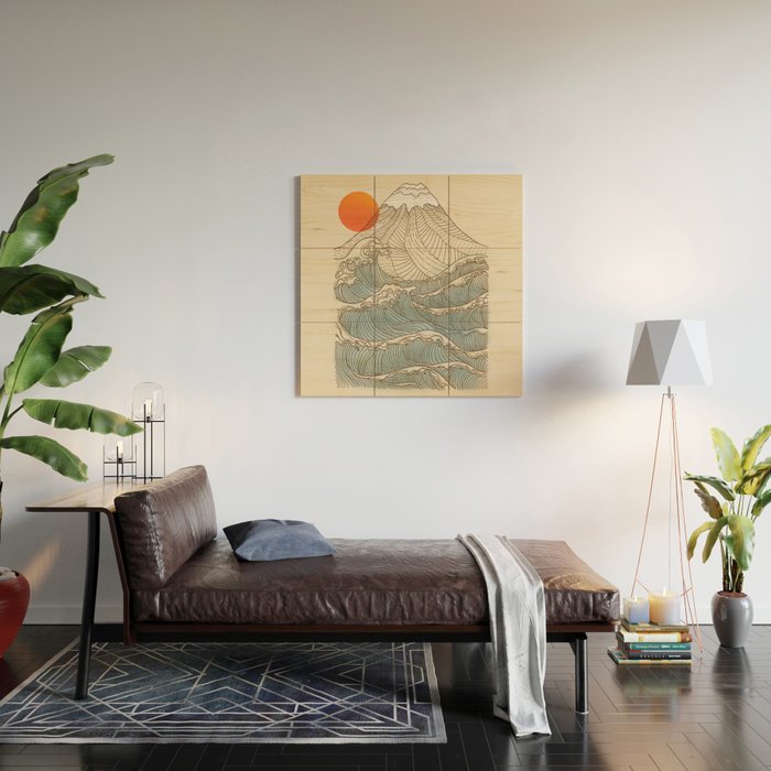 Mount Fuji the great wave  Wood Wall Art Gallery Image 2
