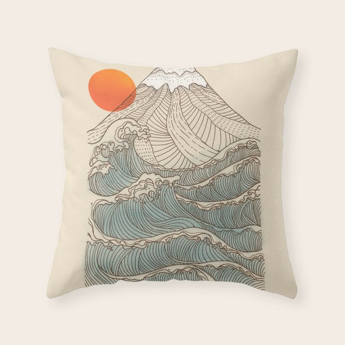Mount Fuji the great wave  Throw Pillow Gallery Image 6
