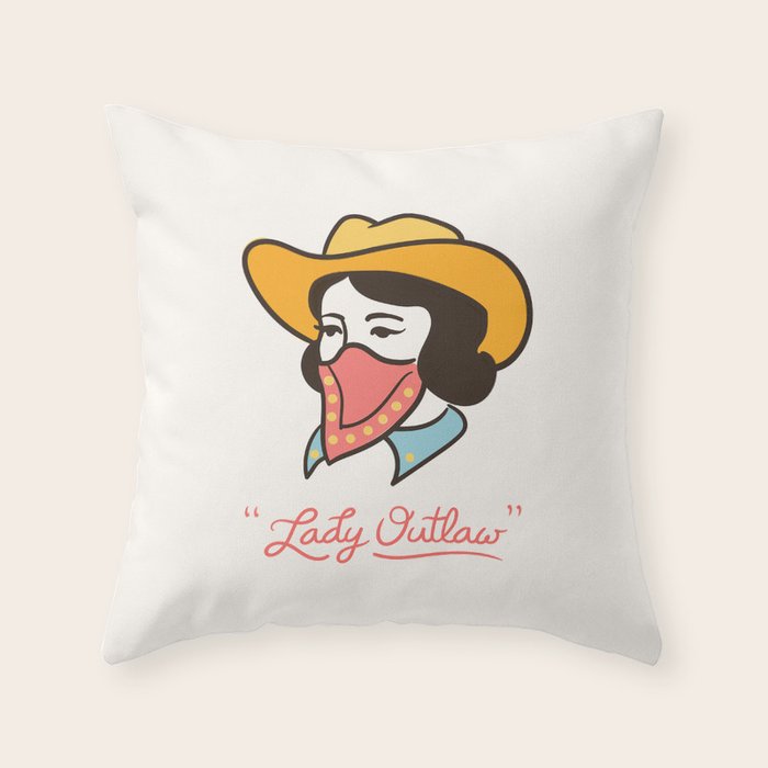 Lady Outlaw Throw Pillow Gallery Image 1