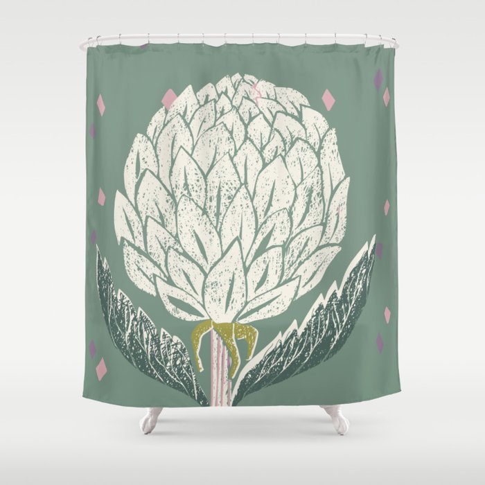 Artichoke sage green Shower Curtain Gallery Image 1