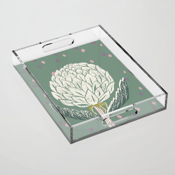 Artichoke sage green Acrylic Tray Gallery Image 1