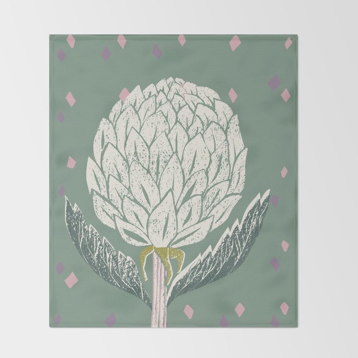 Artichoke sage green Throw Blanket Gallery Image 2