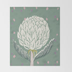 Artichoke sage green Throw Blanket Gallery Image 2