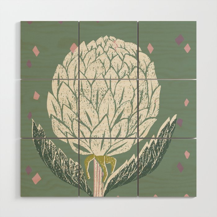 Artichoke sage green Wood Wall Art Gallery Image 1