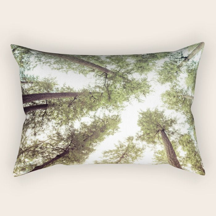 Green Forest Sky Trees Rectangular Pillow Gallery Image 1