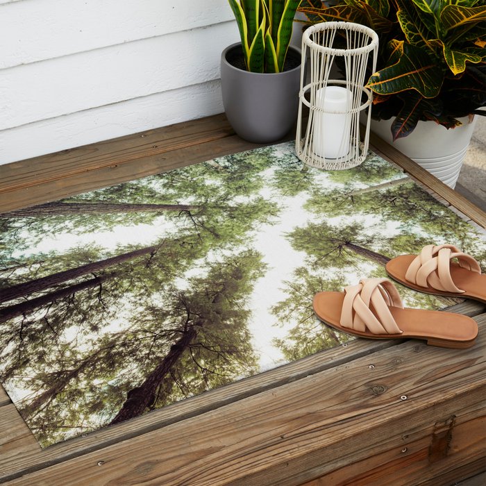 Green Forest Sky Trees Outdoor Rug Gallery Image 2