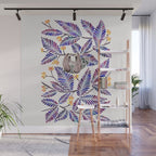 Happy Sloth - Tropical Indigo Leaves Wall Mural Gallery Image 1