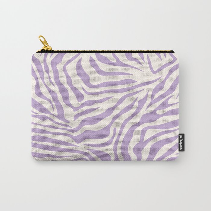 Zebra Print Purple Lilac Lavender Zebra Stripes Wild Animal Print Zebra Pattern Preppy Modern Decor Carry All Pouch Gallery Image 1