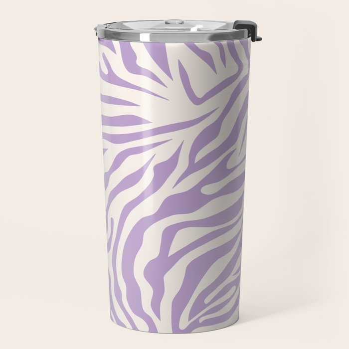 Zebra Print Purple Lilac Lavender Zebra Stripes Wild Animal Print Zebra Pattern Preppy Modern Decor Travel Mug Gallery Image 2