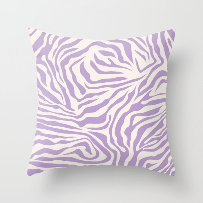 Zebra Print Purple Lilac Lavender Zebra Stripes Wild Animal Print Zebra Pattern Preppy Modern Decor Throw Pillow Gallery Image 1