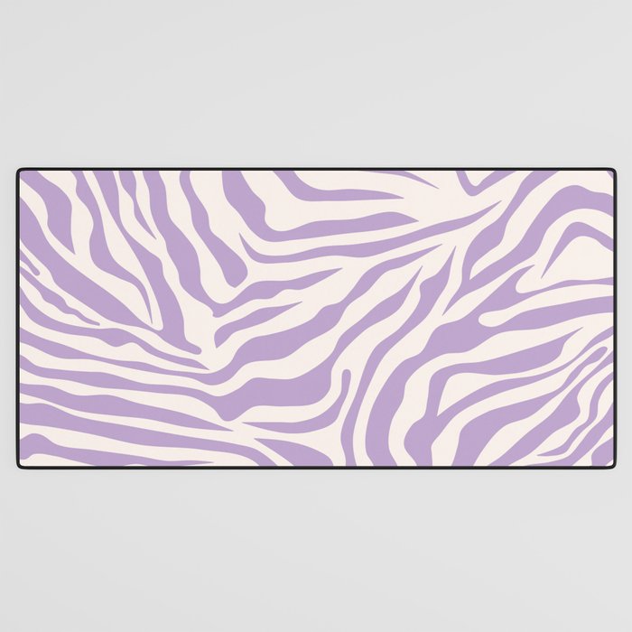 Zebra Print Purple Lilac Lavender Zebra Stripes Wild Animal Print Zebra Pattern Preppy Modern Decor Desk Mat Gallery Image 3