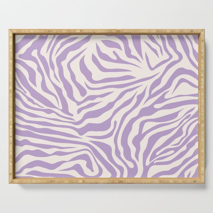 Zebra Print Purple Lilac Lavender Zebra Stripes Wild Animal Print Zebra Pattern Preppy Modern Decor Serving Tray Gallery Image 1