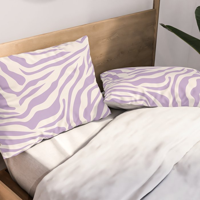 Zebra Print Purple Lilac Lavender Zebra Stripes Wild Animal Print Zebra Pattern Preppy Modern Decor Pillow Sham Gallery Image 2