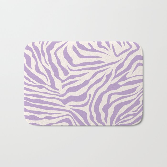 Zebra Print Purple Lilac Lavender Zebra Stripes Wild Animal Print Zebra Pattern Preppy Modern Decor Bath Mat Gallery Image 1