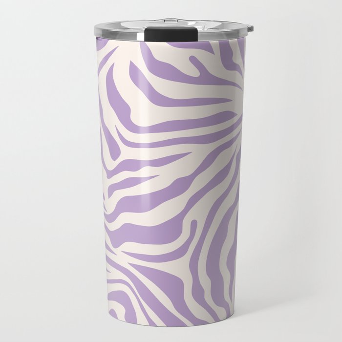 Zebra Print Purple Lilac Lavender Zebra Stripes Wild Animal Print Zebra Pattern Preppy Modern Decor Travel Mug Gallery Image 1