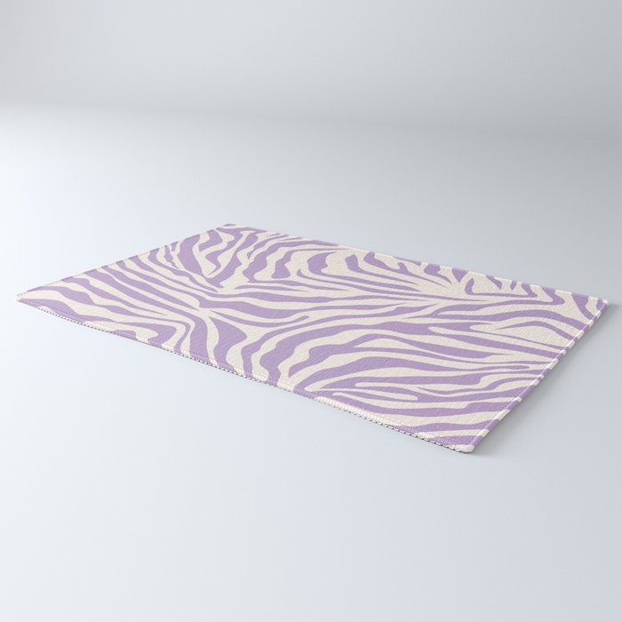 Zebra Print Purple Lilac Lavender Zebra Stripes Wild Animal Print Zebra Pattern Preppy Modern Decor Rug Gallery Image 3