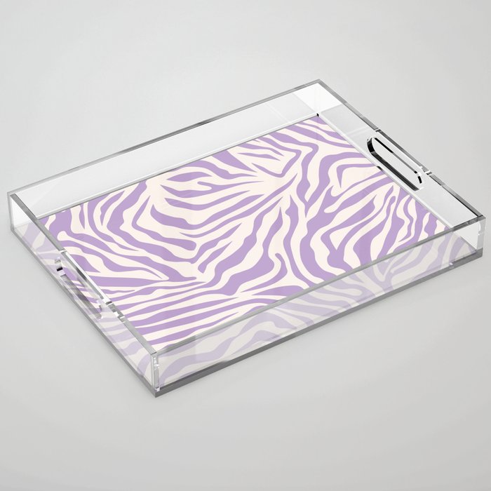 Zebra Print Purple Lilac Lavender Zebra Stripes Wild Animal Print Zebra Pattern Preppy Modern Decor Acrylic Tray Gallery Image 1