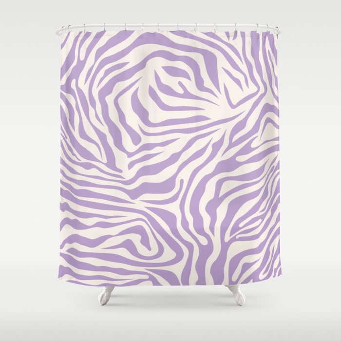 Zebra Print Purple Lilac Lavender Zebra Stripes Wild Animal Print Zebra Pattern Preppy Modern Decor Shower Curtain Gallery Image 1
