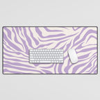 Zebra Print Purple Lilac Lavender Zebra Stripes Wild Animal Print Zebra Pattern Preppy Modern Decor Desk Mat Gallery Image 1