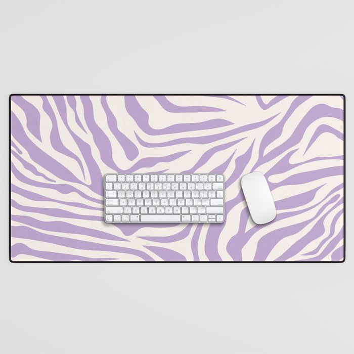 Zebra Print Purple Lilac Lavender Zebra Stripes Wild Animal Print Zebra Pattern Preppy Modern Decor Desk Mat Gallery Image 1