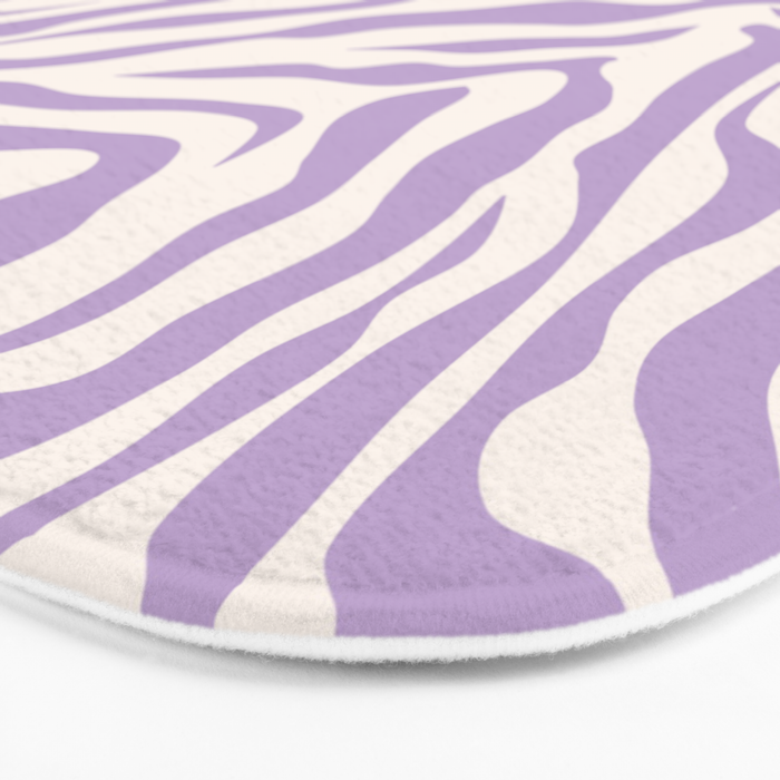 Zebra Print Purple Lilac Lavender Zebra Stripes Wild Animal Print Zebra Pattern Preppy Modern Decor Bath Mat Gallery Image 3