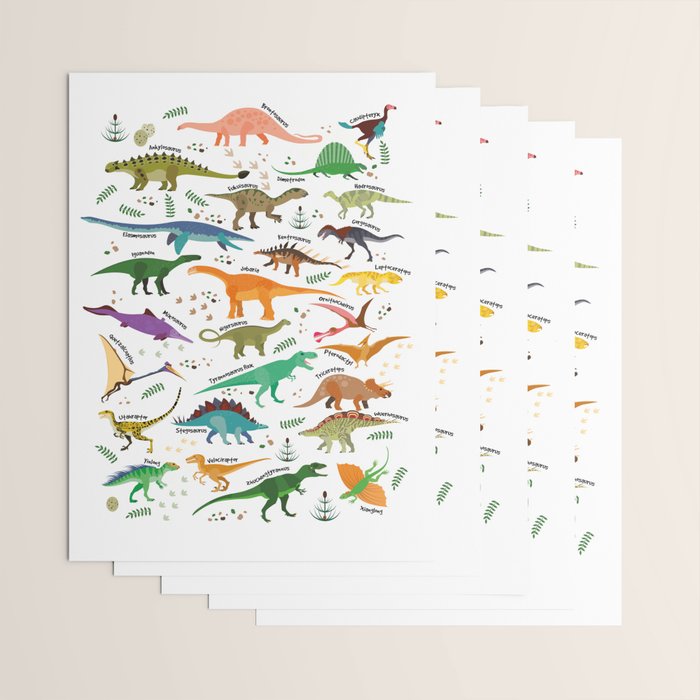 Types of Dinosaurs Alphabet Wrapping Paper Gallery Image 3